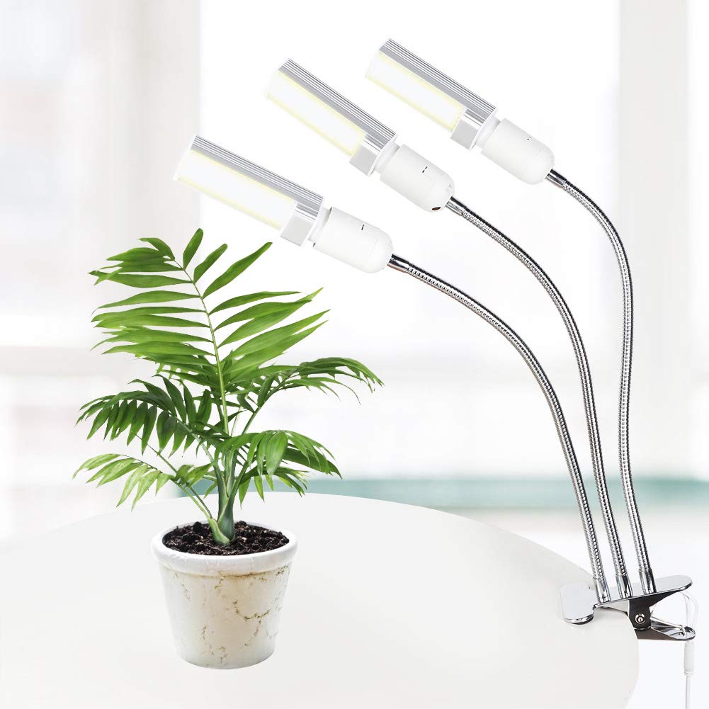 LED Grow Light para planta interior, lámpara de espectro completa de base E27, diseño de cuello de cisne de 3 cabezas, 75W USB con plantas hidropónicas