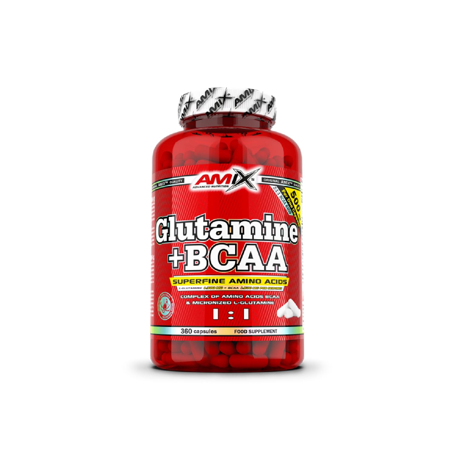 AMIX BCAA Glutamine - Le Complément Alimentaire des Acides Aminés Ramifiés - Réd