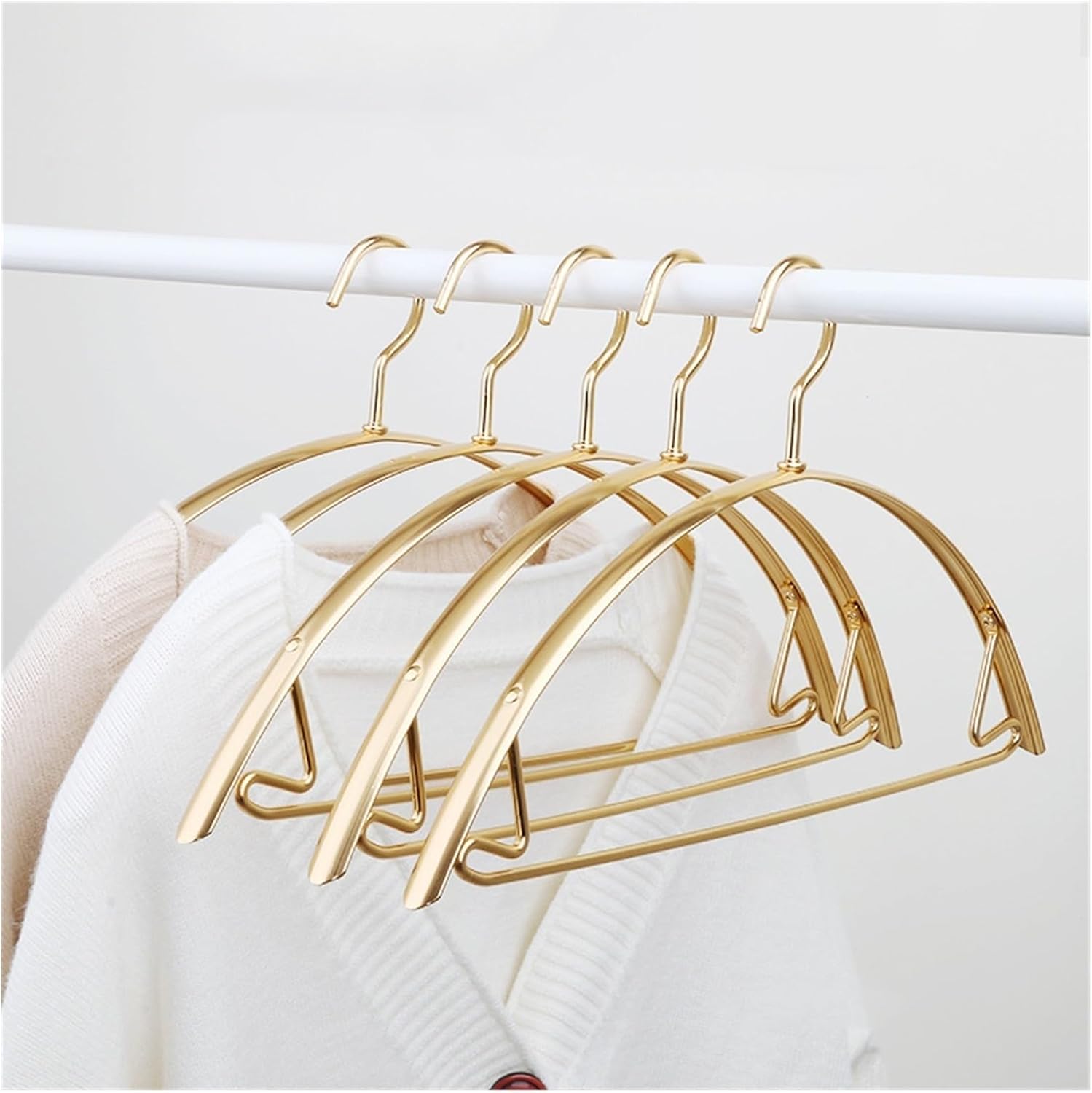 Clip Drying Rack Clothes Hanger 5pcs/Set Anti Slip Traceless Aluminum Alloy Clothing Drying Rack Wardrobe Storage Hanging Rack Coat Pants Hangers Clip Clothes Drying Rack(5pcs Gold)