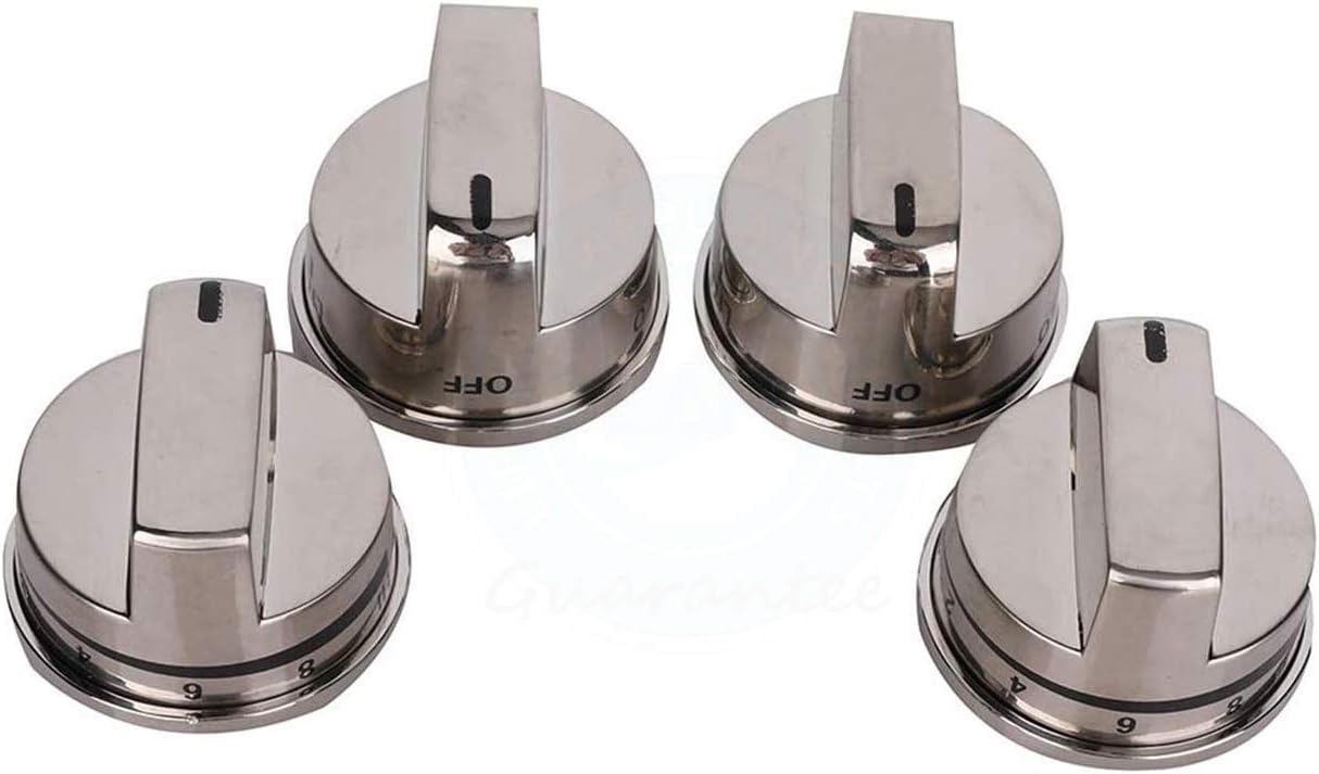 Upgraded Lifetime Appliance 4 x EBZ37189611 Burner Range Control Knob Kit Stainless Steel Compatible with LG Gas Range, Stove