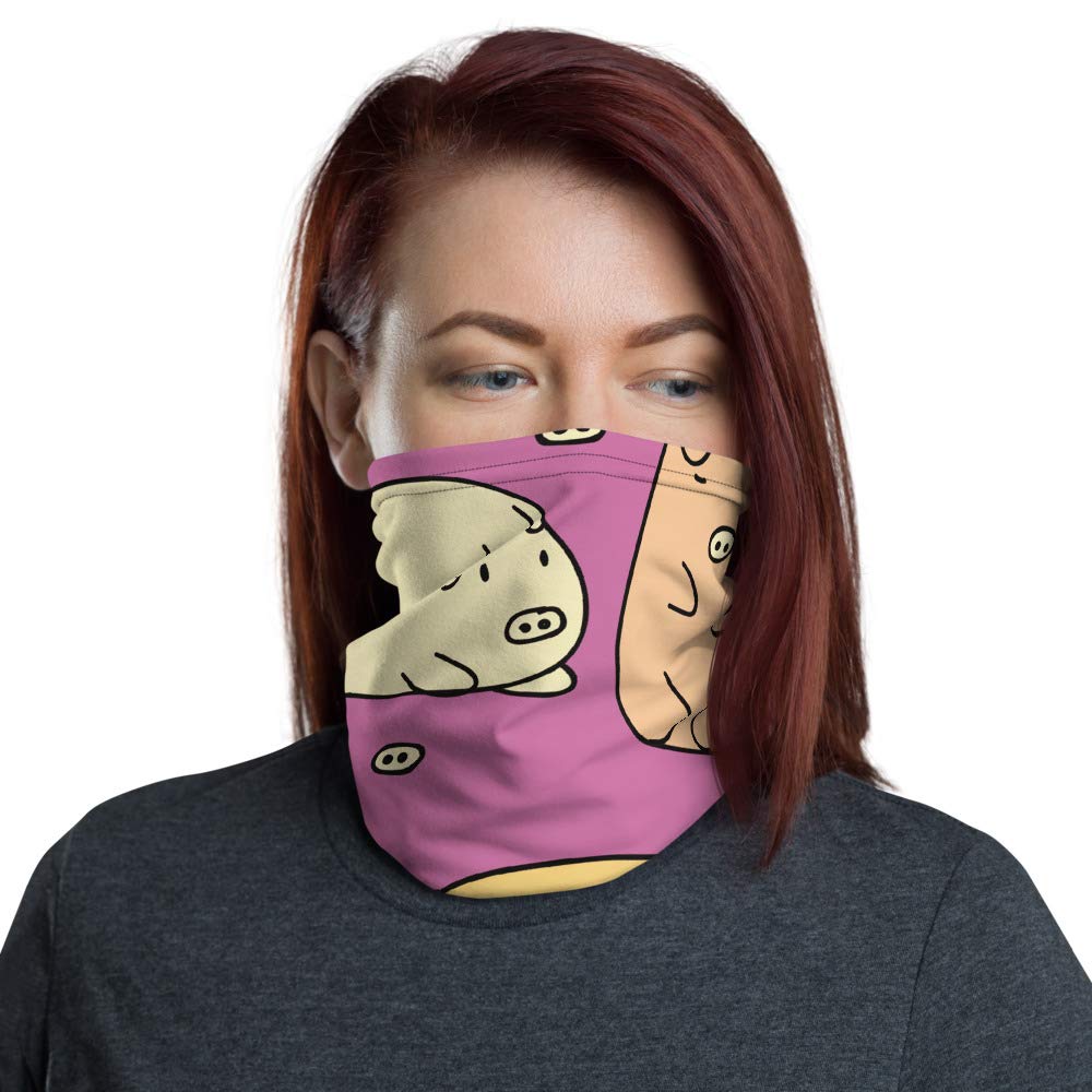 Girls Hand Drawn Pig Head Pattern Neck Gaiter-image-4