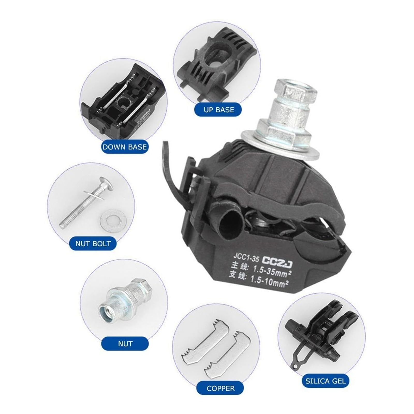 1PC 63A/75A Isolierung Piercing Stecker Keine-Peeling Clamp T Form Verdrahtung Zubehör Kabel Clips(275A)
