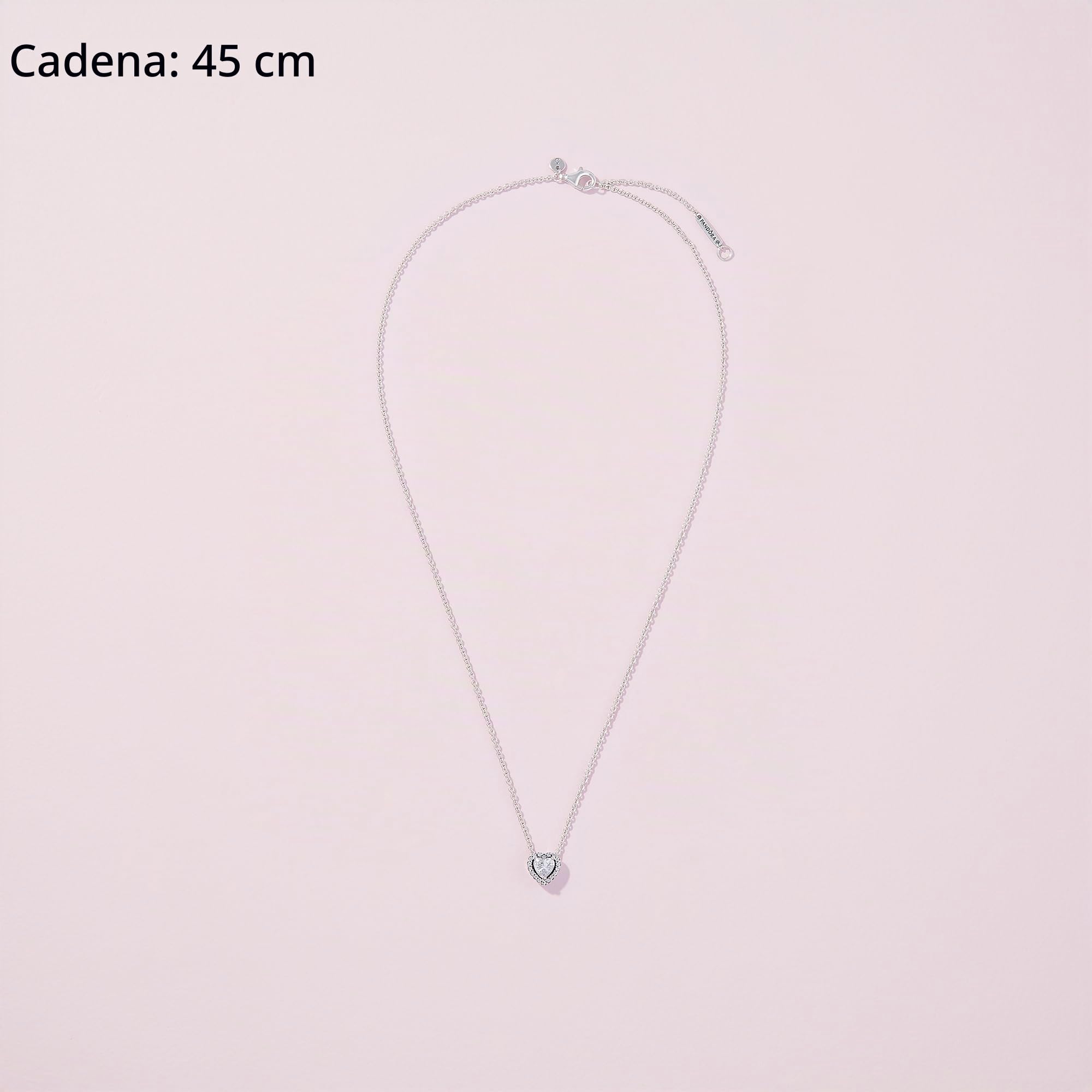 Pandora Timeless - Collar con colgante de plata de ley con corazón elevado y circonita cúbica, 45 cm