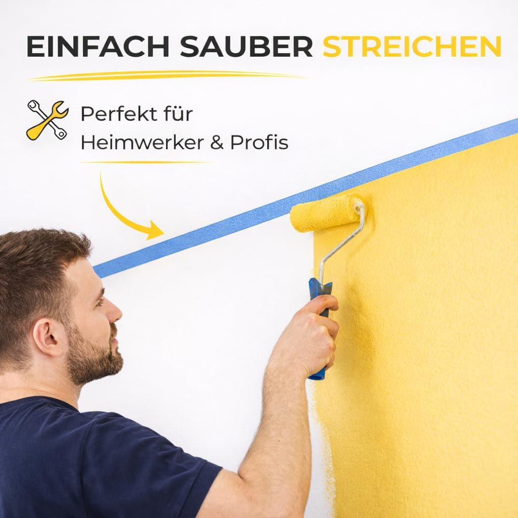 TK Gruppe Timo Klingler 15x Malerkrepp 50 m * 24 mm Kreppband Klebeband Abklebeband Painty Tape für einfaches Streichen & Malerarbeiten (15x)