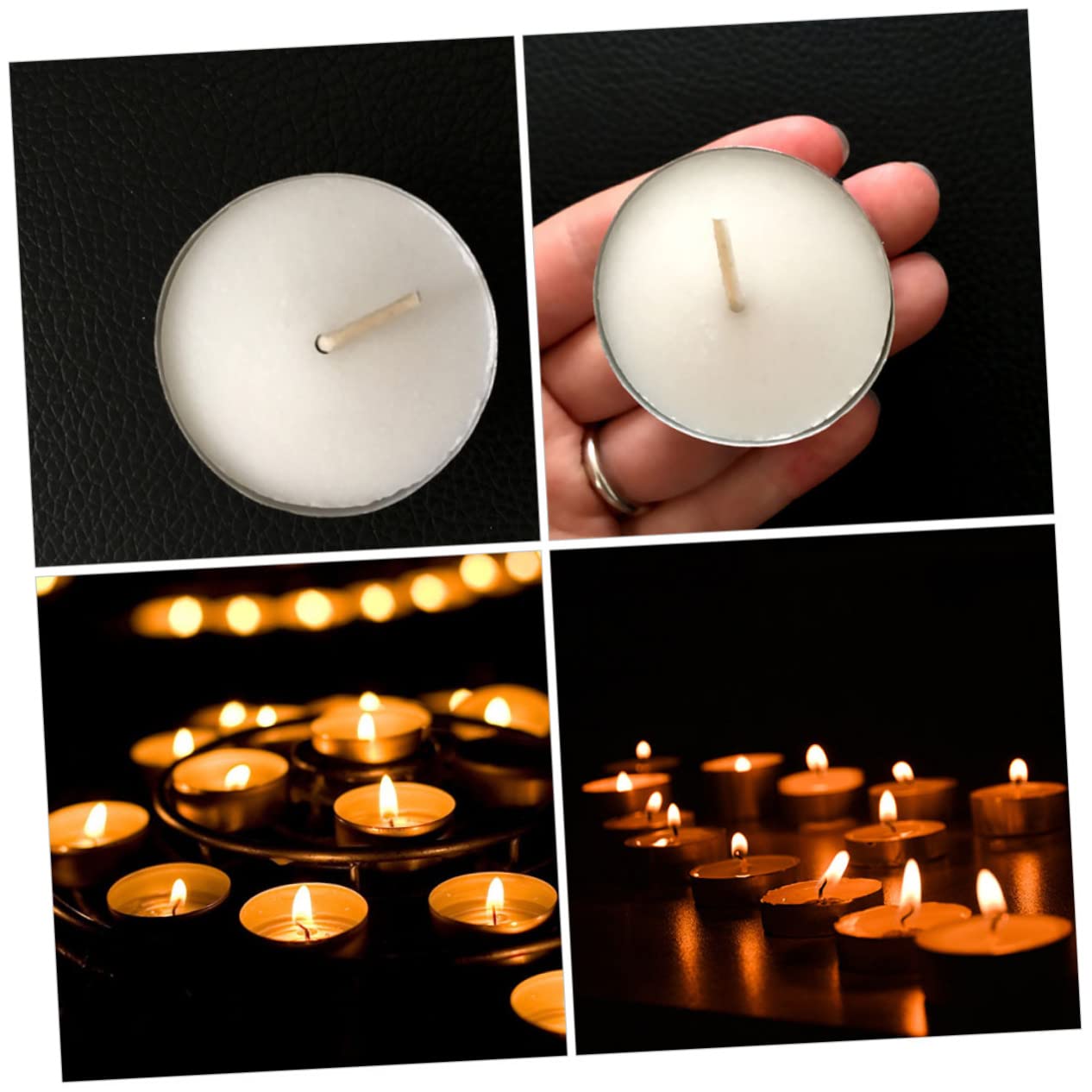 SHERCHPRY 100 Velas de Té sin Humo Larga Duración, Redondas, Cera y Aluminio, Hogar y Oficina