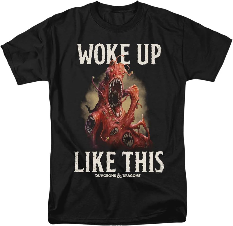 Dungeons & Dragons Woke Like This Unisex Adult T-Shirt for Men and Women, Black, Large