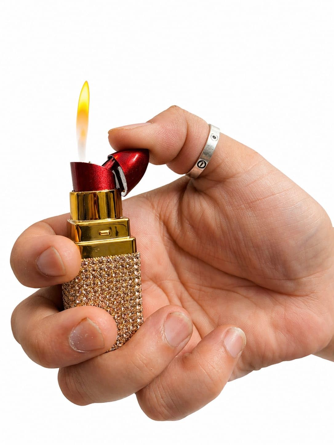 Lipstick Shape Windproof Jet Flame Lighter, Refillable Pocket Cigarette Lighter, Stylish Unique Fashion Accessory-image-32