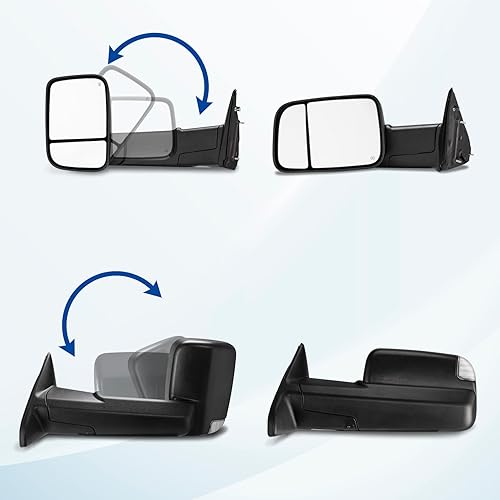 Miniatura 7 de Espejos de remolque de repuesto para Dodge Ram 1500 2009-2012 Ram 2500 3500 Pickup 2009-2012 Ram 2500 3500 Juego de pares de espejos retrovisores