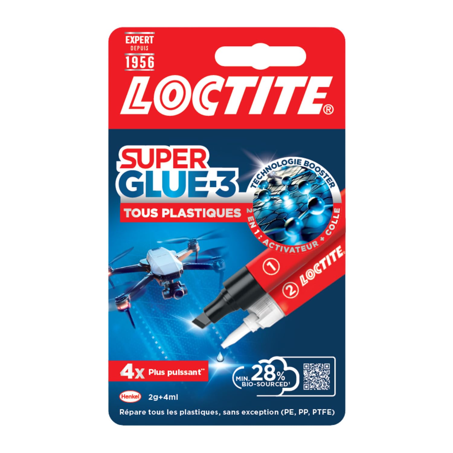 Colle forte transparente tous plastiques Loctite Super Glue-3 liquide 2g