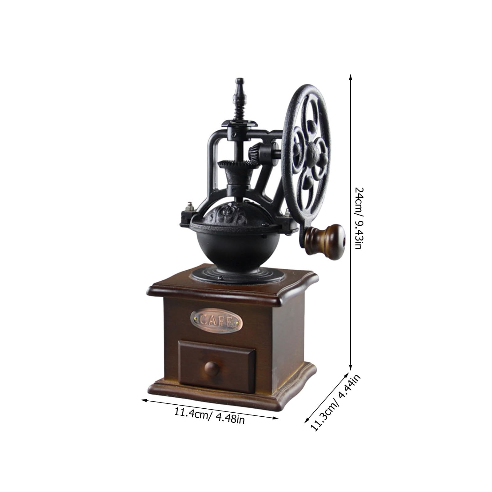 KICHOUSE Macinacaffè Manuale Vintage per Chicchi e Spezie Macinino Portatile Manovella per Caffè Fresco e Grani Accessorio Pratico e Sicuro per Amanti del Caffè