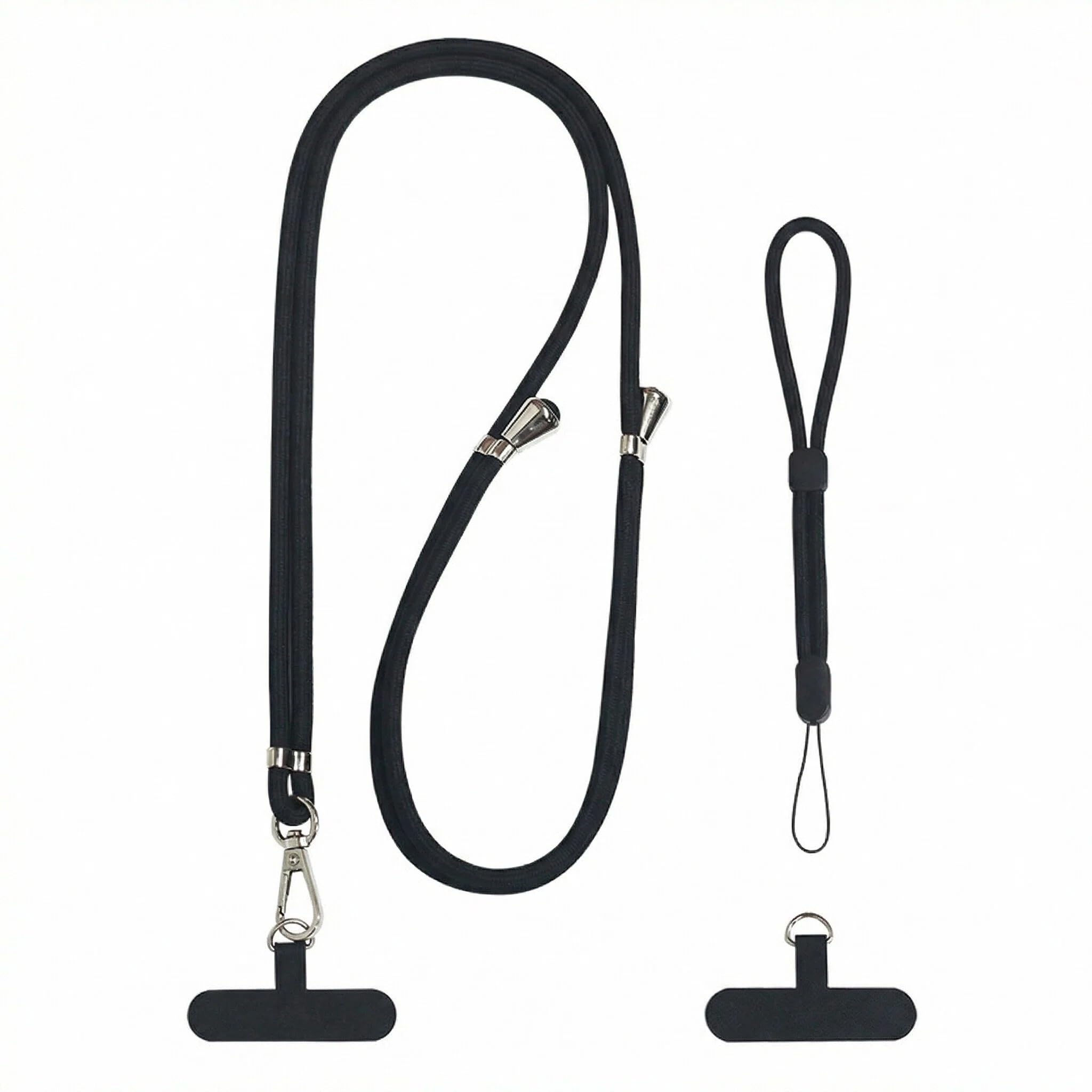 QIANSSE Universal Phone Lanyard, Adjustable Phone Strap Anti-Theft Durable Phone Chain Hands-Free Compatible with Most Smartphones Black