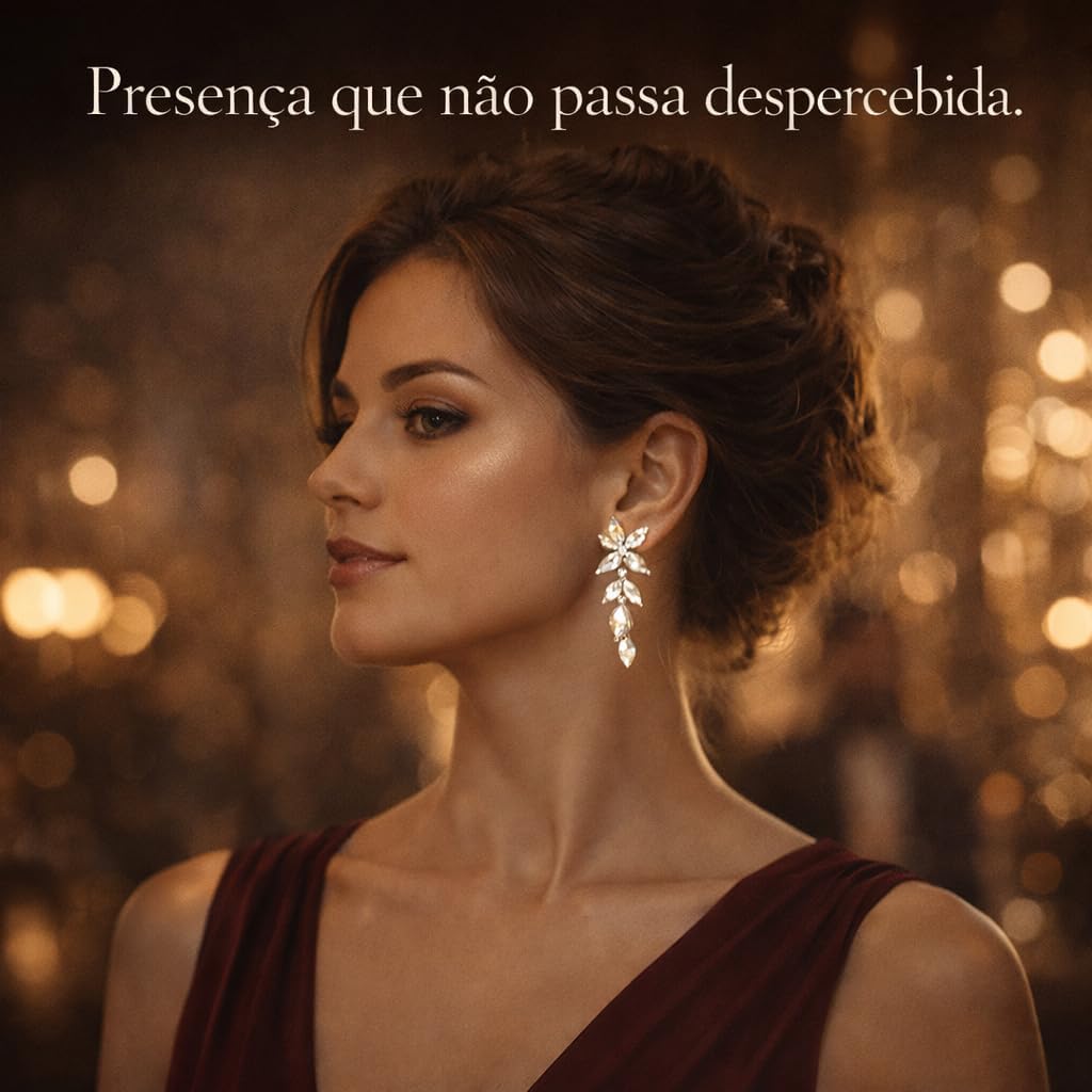 Brinco Feminino Pendente Floral em Cristal Lapidado Prata 3,8cm Elegante para Casamento, Formatura e Eventos Brinco Feminino Pendente Floral em Cristal Lapidado Prata 3,8cm Elegante para Casamento, Formatura e Eventos