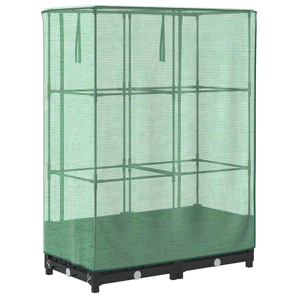 Jardinera con accesorio de invernadero de aspecto de ratán, 80 x 40 x 123 cm, jardinera con túnel de lámina y marco de hierro, para balcón, jardín y terraza, color negro