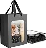 EUSOAR Geschenktüte mit Sichtfenster - 10 Stück Papiertüten mit Henkel - 18x13x25cm Geschenk Tüten mit Griff - Papier Tüten Weihnachtsdeko 230GSM - Schwarz Gift Bags Einkaufen Geburtstagsfeiern