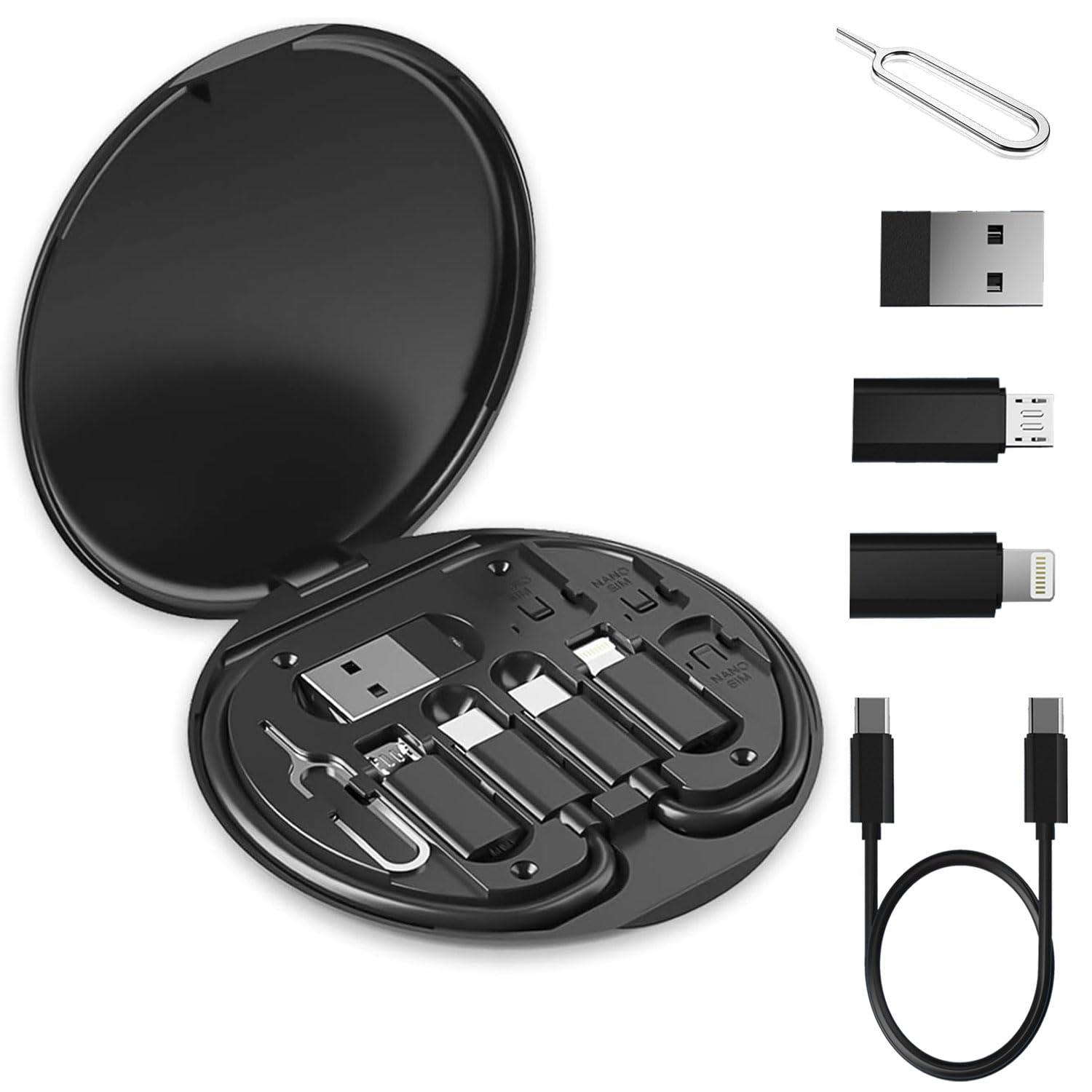 Kinizuxi Multi USB Adapter Set, USB C to Lighting USB Converter Kit,Charging Cable Set USB A & Type C to Male Micro/Type C/Lighting for Data Transfer,Card Storage,Tray Eject Pin,Phone Holder-Black (B0CKZFXS4P) Amazon Price History, Amazon Price Tracker