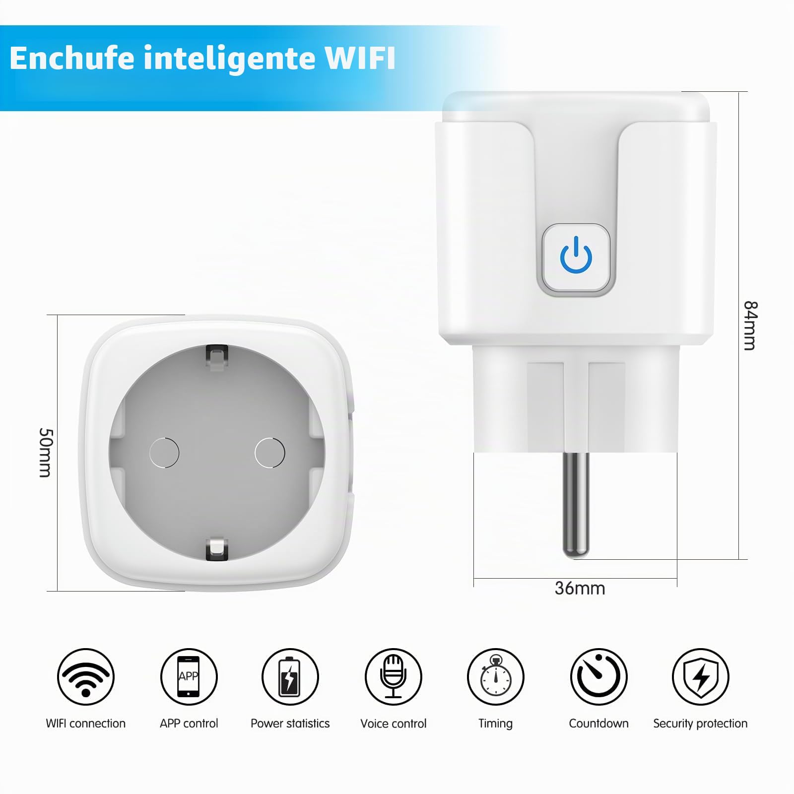 Enchufe Inteligente WiFi, 4 Pack Enchufe WiFi Medidor Consumo 16A 3680W, Tomada Inteligente con Temporizadores y Control Remoto por APP&Voz, Compatible con Alexa y Google Home