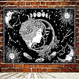 YEDANE Constellation Tapestry Black And White Sun Moon Star Portrait Wall Hanging Bedroom Decoration