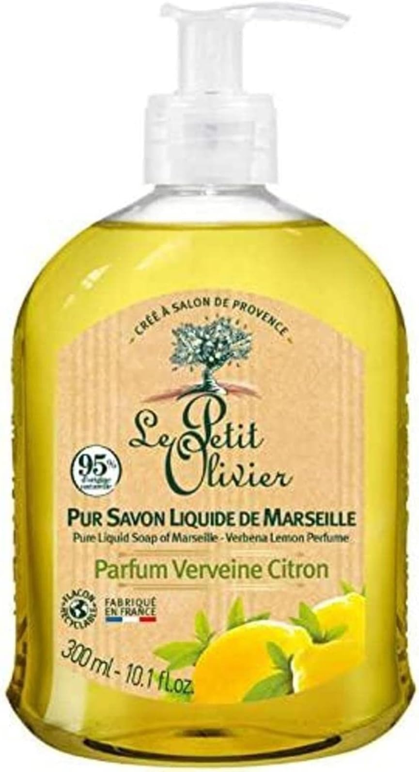 Le Petit OlivierPure Marseille Liquid Soap - Verbena Perfume - Gently Cleanses Skin - Delicately Perfumed - Vegetable Origin Based - 10.1 oz