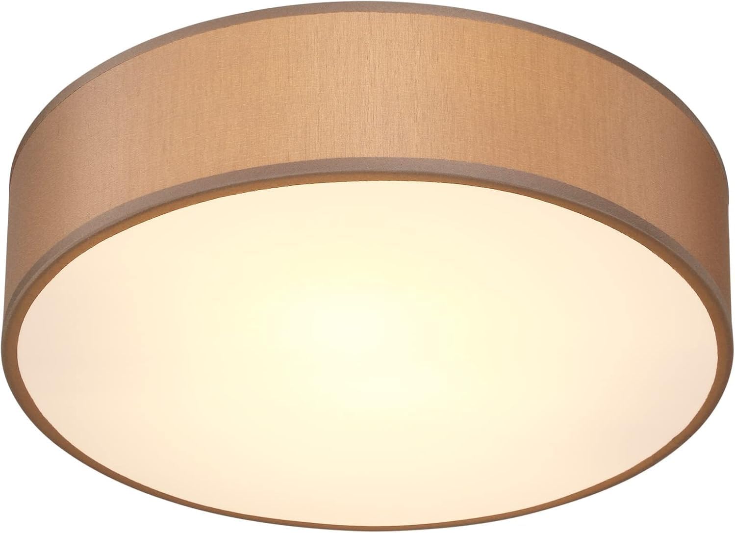 Monzana® 38cm Round Fabric Ceiling Light | Modern Fabric Material Circular Ceiling Lamp | Light Shade 2xE27 40 Watt Socket | Bedroom Lounge Childrens Room Office | Taupe