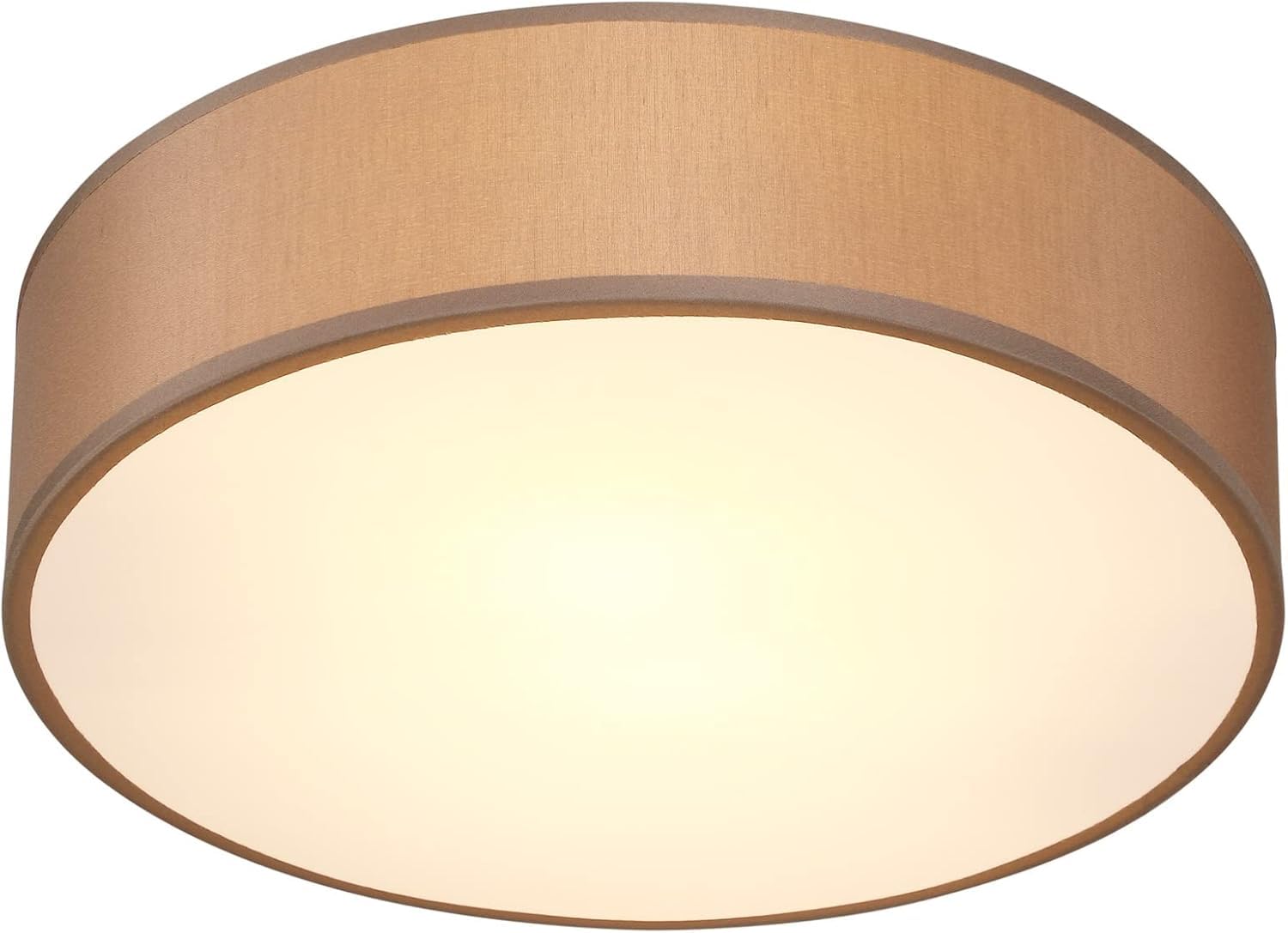 Monzana® Deckenlampe Stoff Wohnzimmer Schlafzimmer E27 Taupe 38cm Rund 2-Flammig 40W Lampe Flur Küche Deckenstrahler Deckenleuchte Stoffdeckenlampe