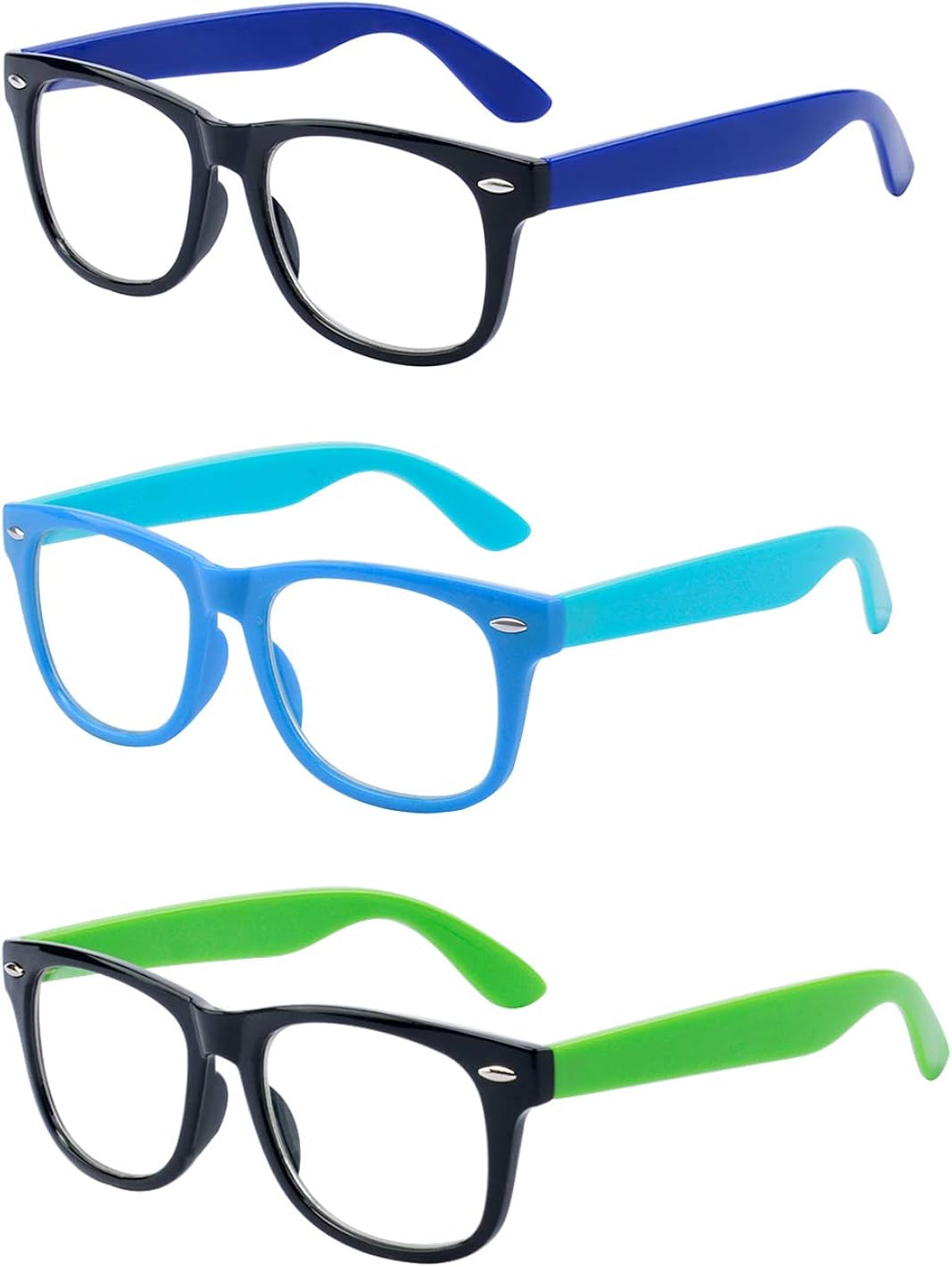 ALWAYSUV 3 Pack Blue Light Computer Reading/Gaming Blocking Glasses Transparent Lens Eyewear For Kids