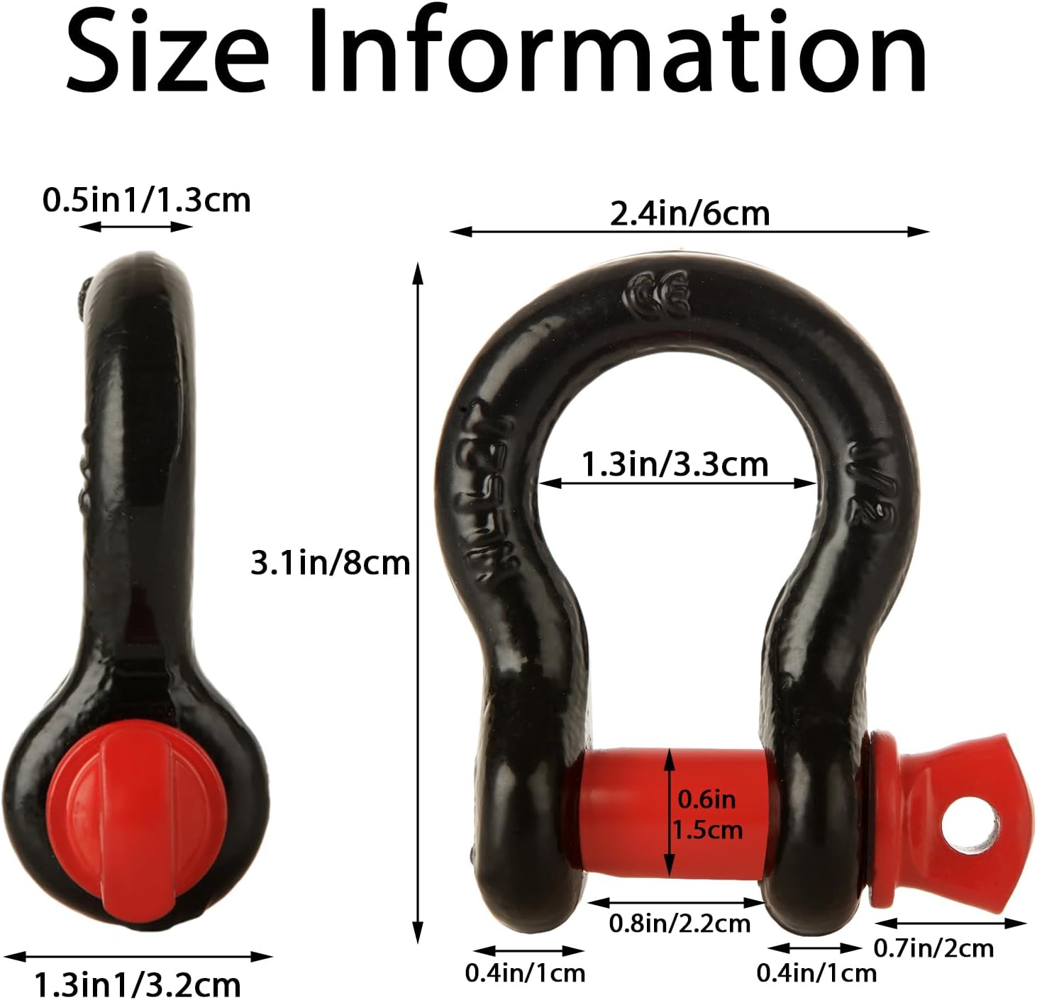8PCS 1/2 D Ring Shackle 2 Ton (4409 Lbs) Capacity Screw Shackle 8 Ton(17,637 lbs) Maximum Break Strength Chain Shackles Clevis Heavy Duty Screw Pin Shackles for Towing, Off Road Recovery