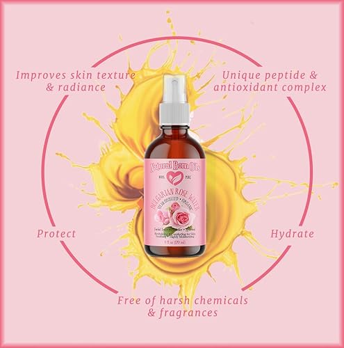 Miniatura 4 de Natural Born Oils Hidrosol de agua de rosas de 4 onzas, 100% pura y natural, orgánico, destilado al vapor, limpiador de tóner facial, con