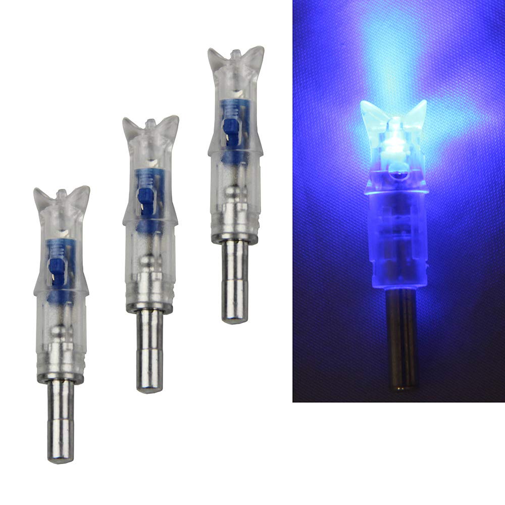 UP100 Battery Replaceable No Wrench 6PCS Automatically Bright LED Luminous Arrow Nock Tail for Archery Arrow Bow Shaft ID .297-.302