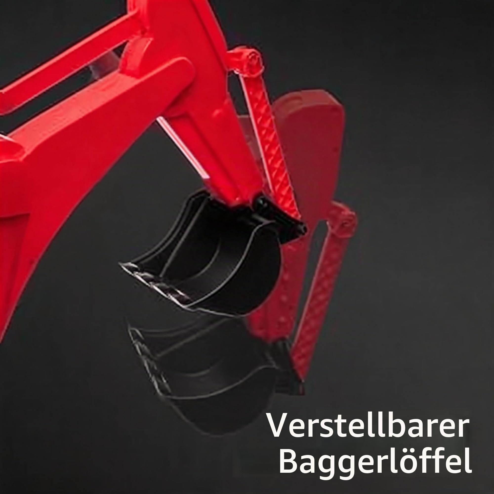 12V Elektro-Traktor für Kinder mit mechanischer Schaufel, Kinder-Traktor mit verstellbarem Arm, Ferngesteuerter Bagger mit abnehmbarem Dach, 2–4 km/h, für Kinder ab 3 Jahren, Rot und Blau