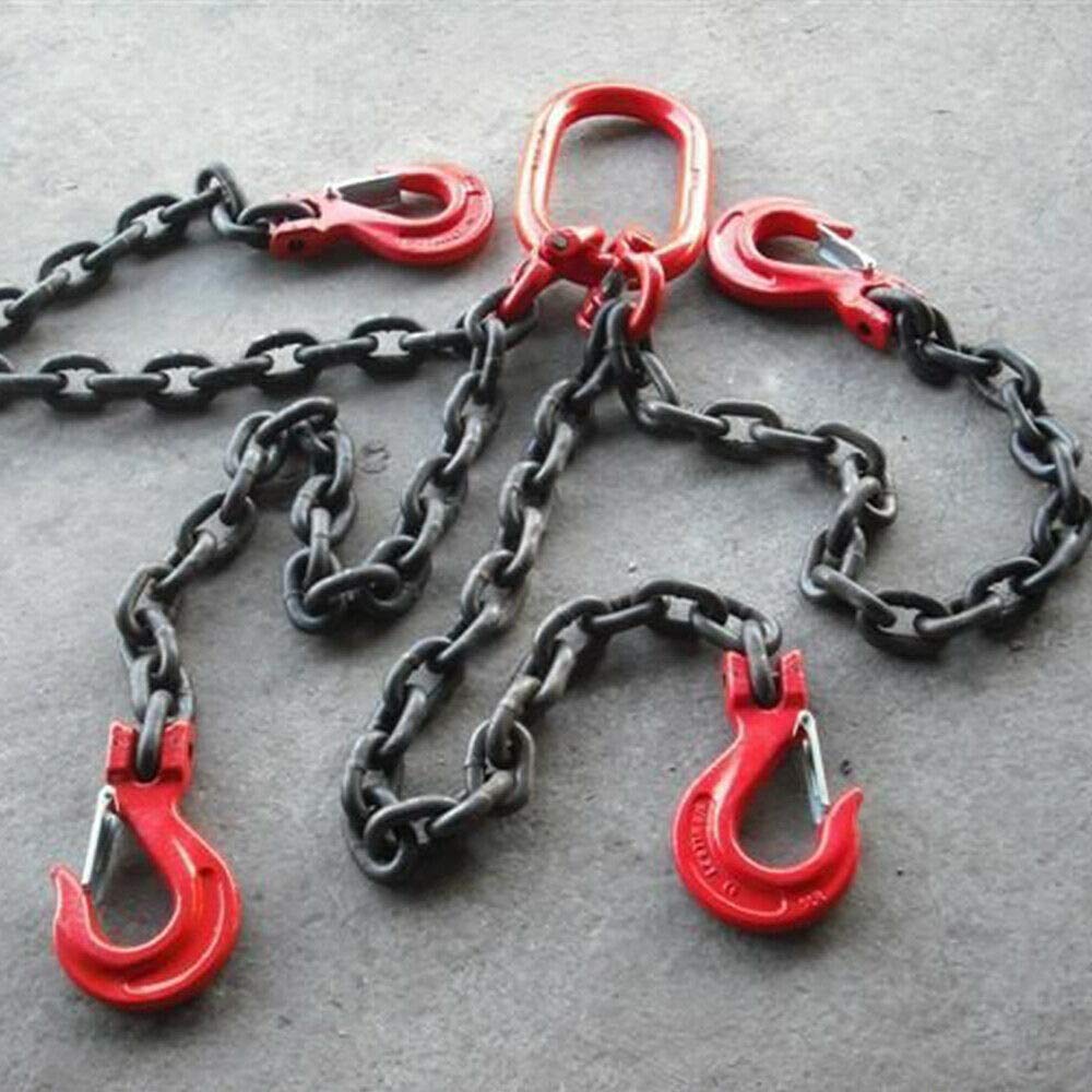 Cadena colgante de 1,5 m, 4 hebras, 5 T, gancho de cabeza de horquilla, colgador de grúa