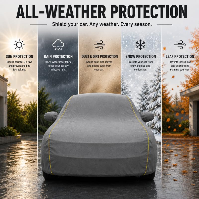 Image of Pure Fabric Grey 100% Waterproof XEV 9e Car Cover | Polyester Car Body Cover for Rain & Sun | UV Protection, Dustproof, Scratch Resistant, Windproof, Heat Resistant, Custom Fit