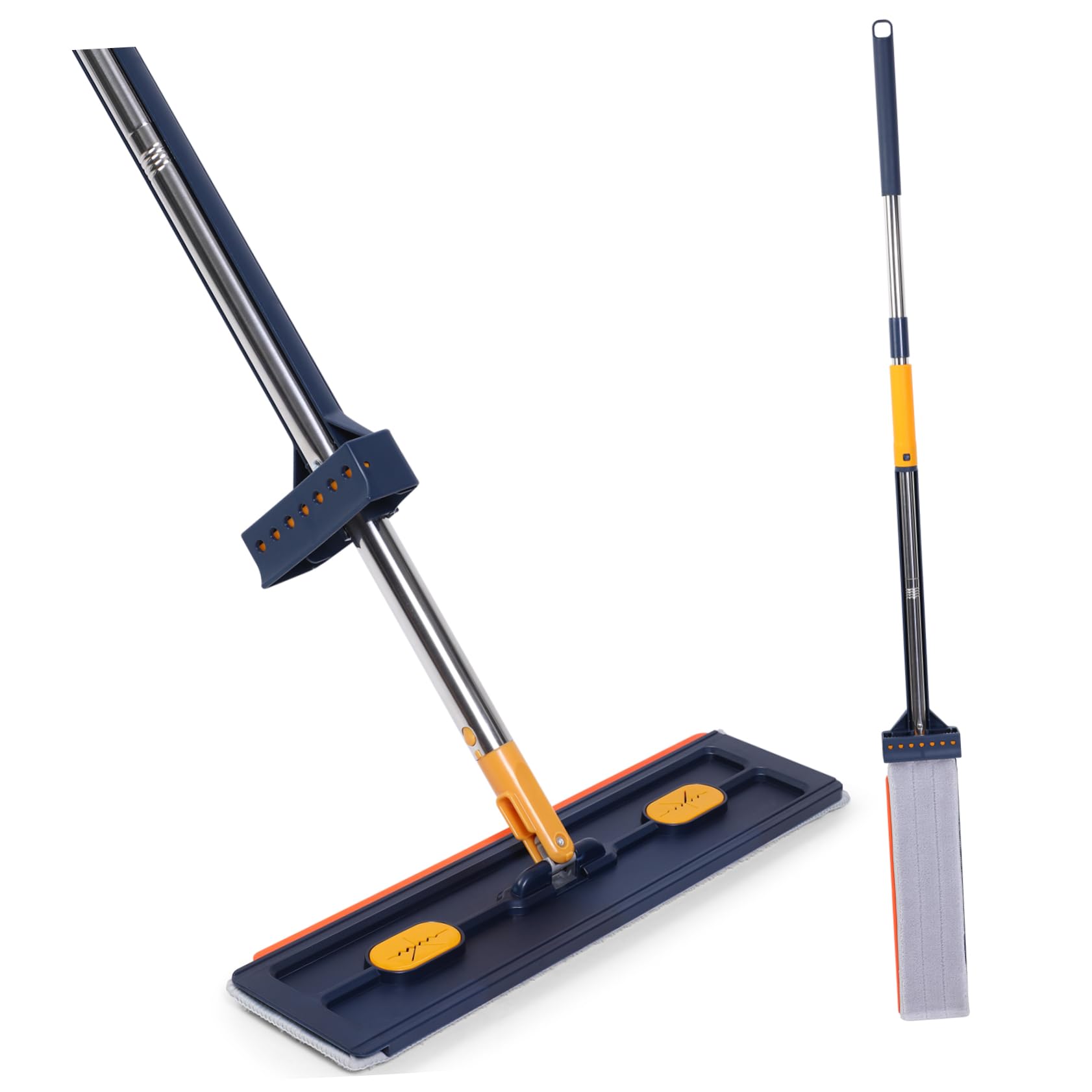 ERINGOGO Trapeador para Limpieza de Pisos Rotación 360 Grados y Paños de Microfibra, Fregona Plana de Aleación y PVC para Limpieza en Seco y Húmedo