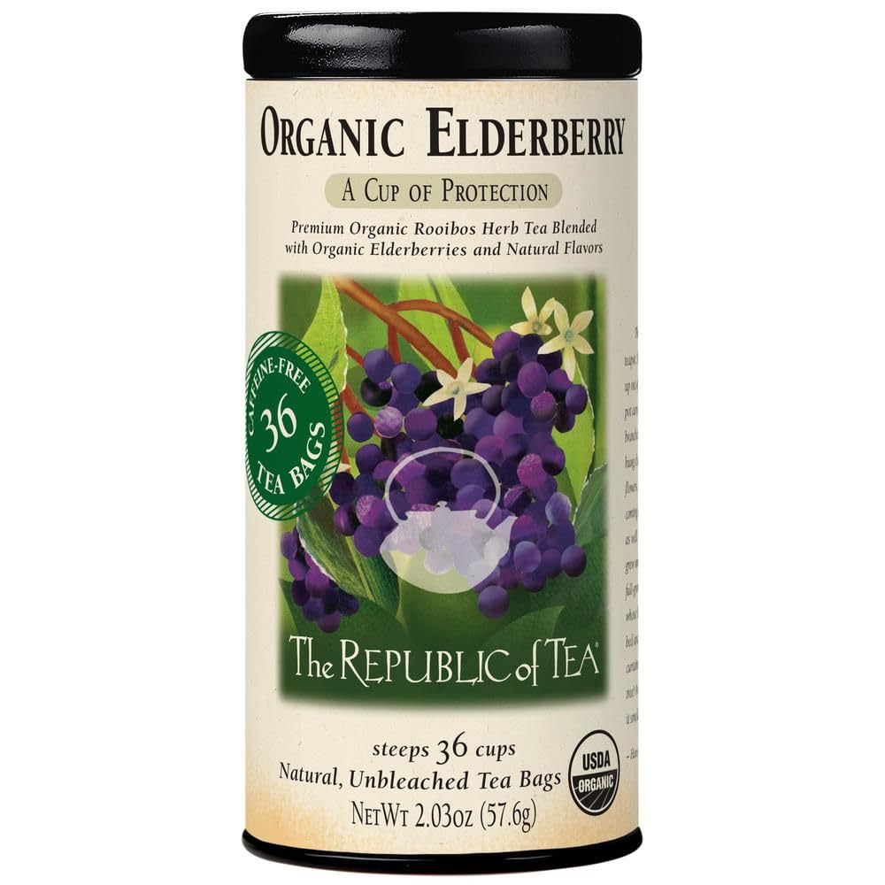 The Republic of Tea - Organic Elderberry Herbal Tea, 36 Tea Bag Tin