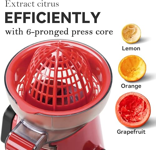 Miniatura 3 de KEOUKE Exprimidor manual de cítricos Torre Roja Desmontable con almacenamiento de jugo, base de succión antideslizante, fácil de limpiar, incluye