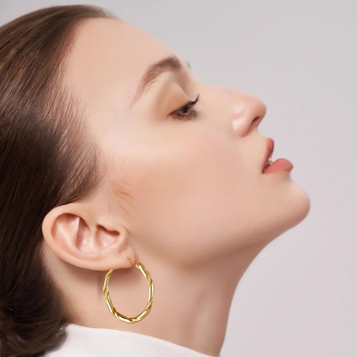 14k Gold Hoop Earrings for Women 14K Gold Earrings Fried Dough Twists Earrings for Women Trendy Hypoallergenic Earrings Gold Jewelry for Womens Earrings - Image 2