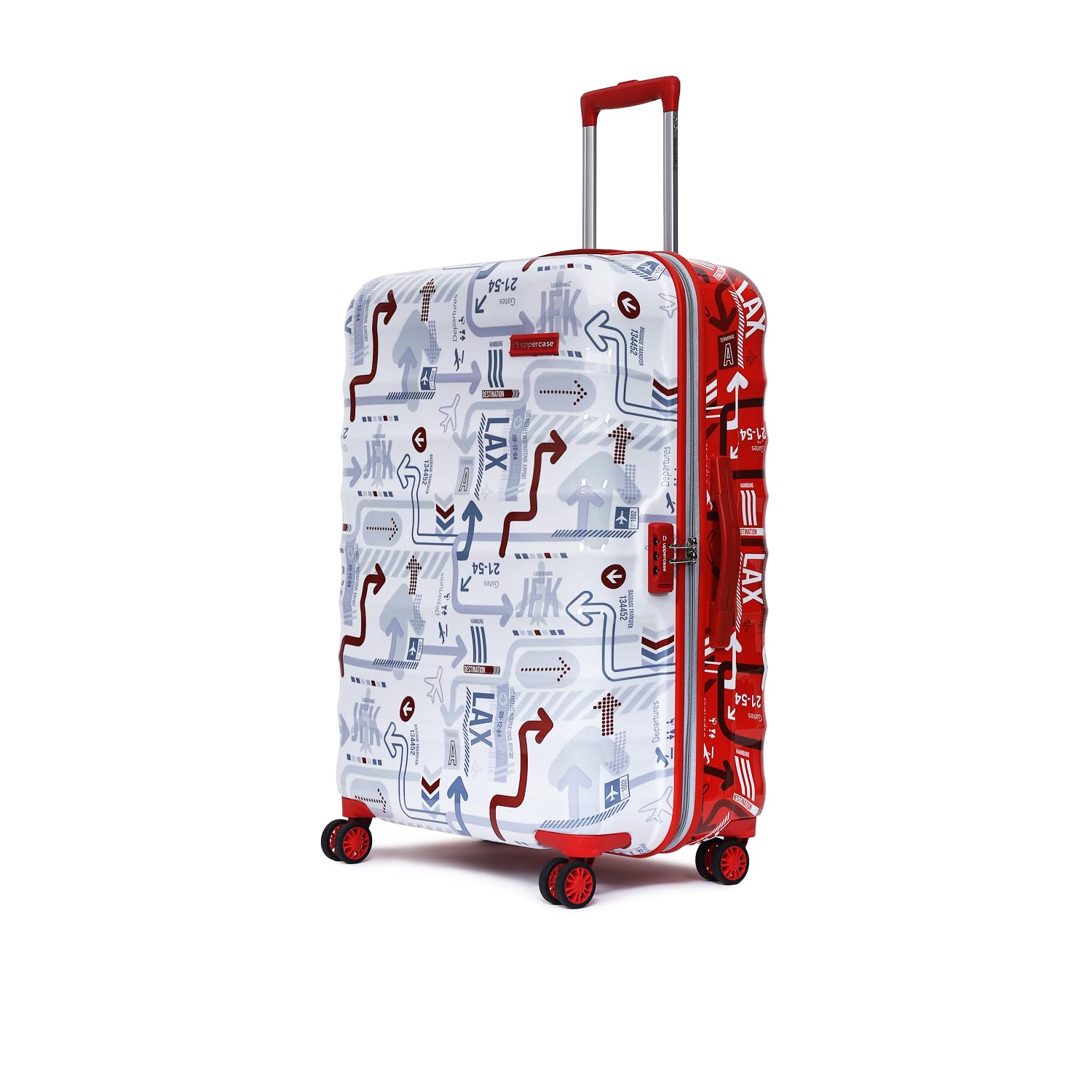 uppercase Jfk Duo (Large) 76Cm|Hardshellsided Check-In Inline Trolley Bag For Travel|Eco Polycarbonate Luggage|Combination Lock|8 Wheel Suitcase For Men&Women|Dual Tone (White&Red),H-75.5 cms (B0CK5Y98XL) Amazon Price History, Amazon Price Tracker
