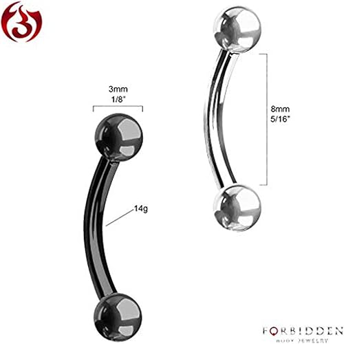 Miniatura 16 de Juego de 2 anillos para ombligo: 0.49 onzas 5/16 pulgadas acero quirúrgico curvado Barbells, 0.118 pulgadas con extremos en bolas