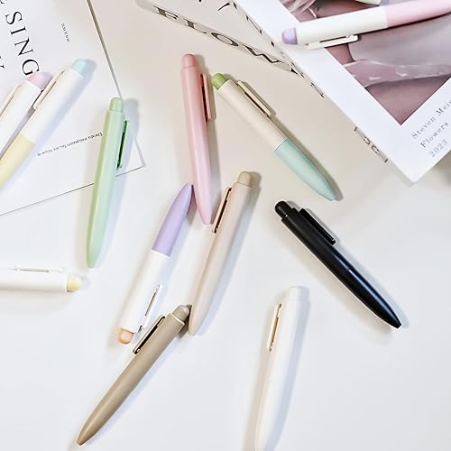 Miniatura 4 de Juego de 6 bolígrafos retráctiles, de tinta negra, de secado rápido, escritura cómoda, para oficina (Morandi)