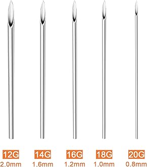 Ear Nose Piercing Tool - 50pcs Mixed Piercing Tool 12G 14G 16G 18G and 20G Hollow Tool for Ear Nose Navel Nipple Lip Tongue Piercing Kits Piercing Supplies
