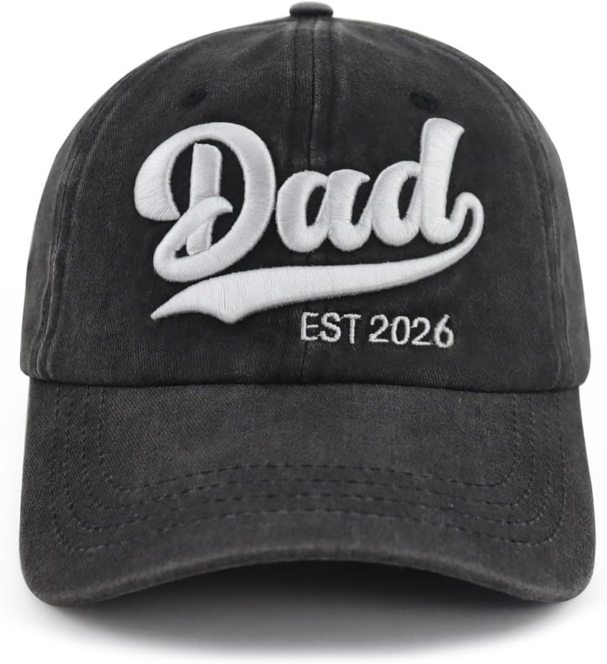 2PCS Mom and Dad EST 2025 2026 Hat, Adjustable 3D Embroidered New Parents Gifts Baseball Cap - Image 3