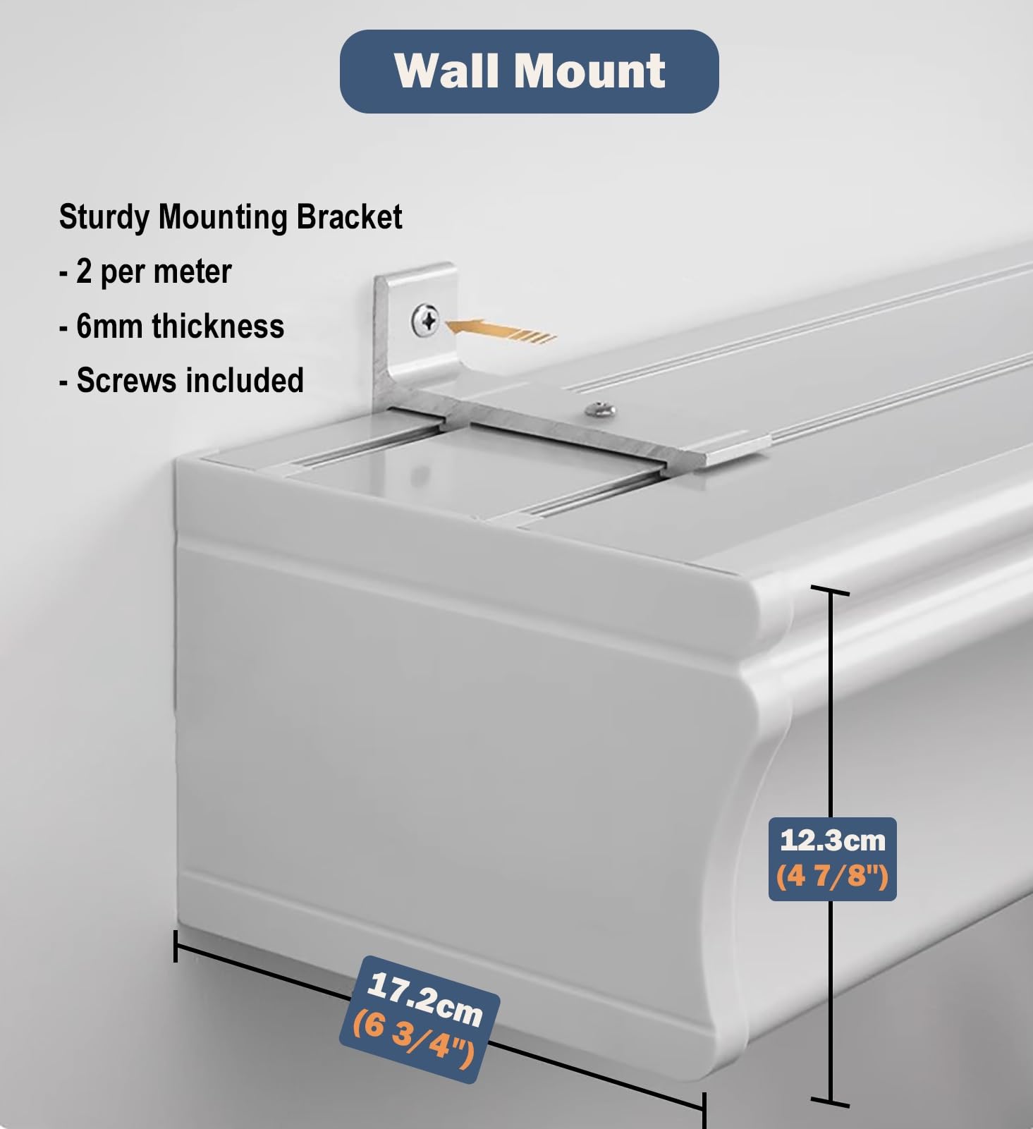 Karnisz Karnisz 3 W 1 Z Szyną, Podwójna Szyna I Lambrekin Do Zasłon Montowanych Na Ścianie, Dekoracyjna Aluminiowa Listwa Gzymsowa I Szyny(Gray,170cm (5.6ft))