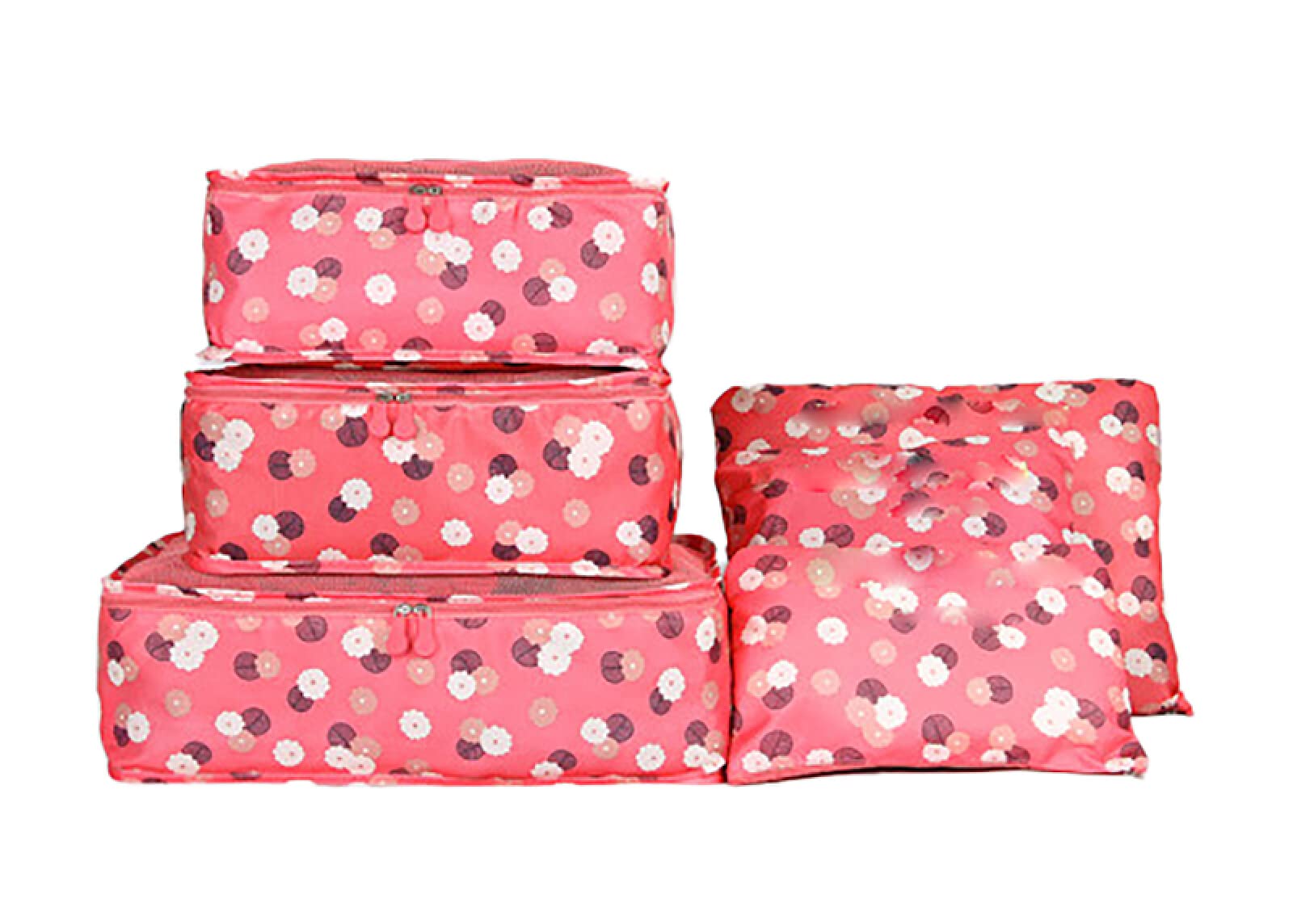 Cubi da imballaggio 6 Set di organizzatori per Bagagli da Viaggio con Sacchetti di Compressione per Borse per Scarpe Impermeabili., Fiori Rossi di Anguria