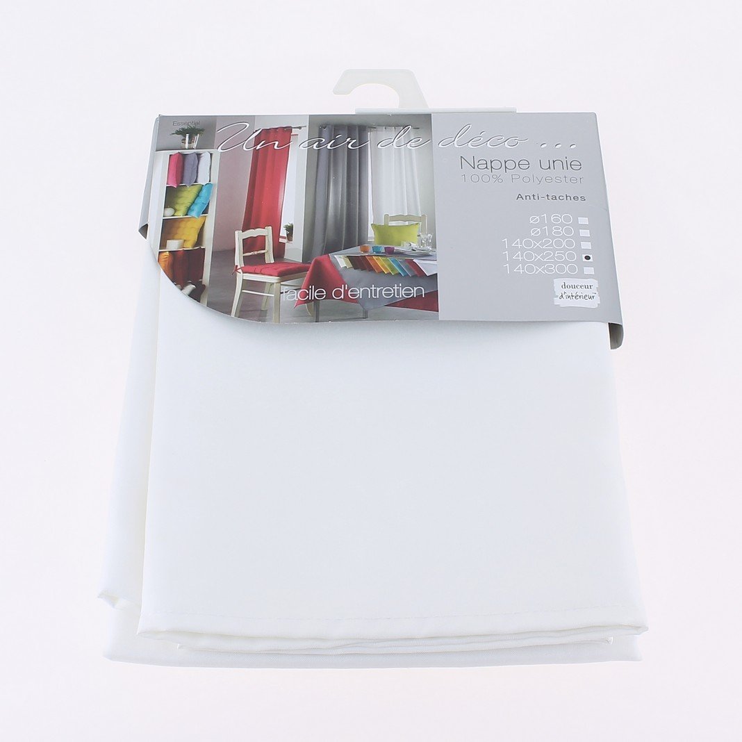 Douceur D'intérieur White Douceur D'interieur 140 X 300 Cm Plain Polyester Essentiel Tablecloth, Blanc