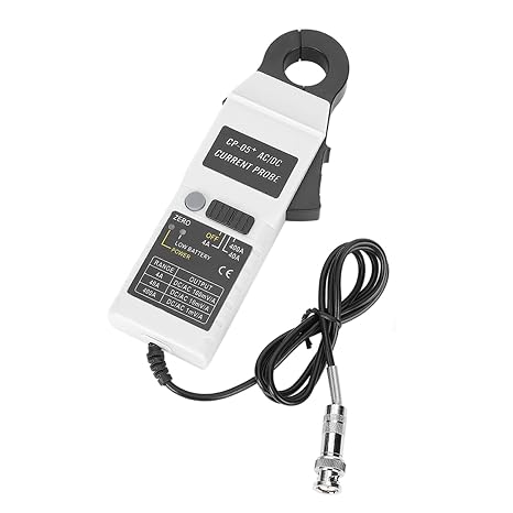 Clamp Current Probe Tester, AC DC Wide Range 1mA to 400A Measurement with 200KHz Bandwidth 23mm Jaw Auto Zero Oscilloscope Compatible for Electronics Lab Machined 1 Pack