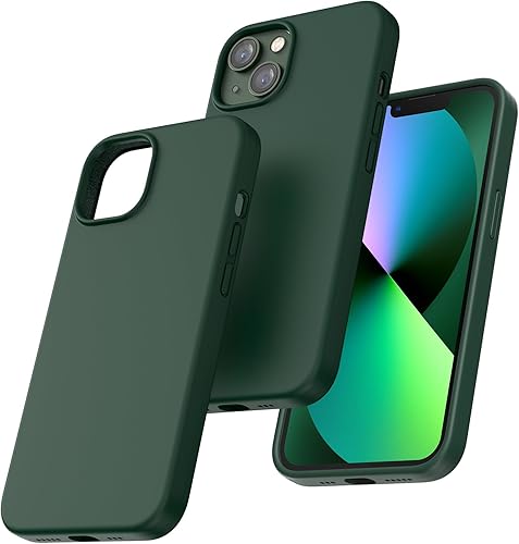 TOCOL 5 en 1 Funda para iPhone 13 con 2 protectores de pantalla 2 protectores de lente de cámara funda delgada de silicona líquida para iPhone 13