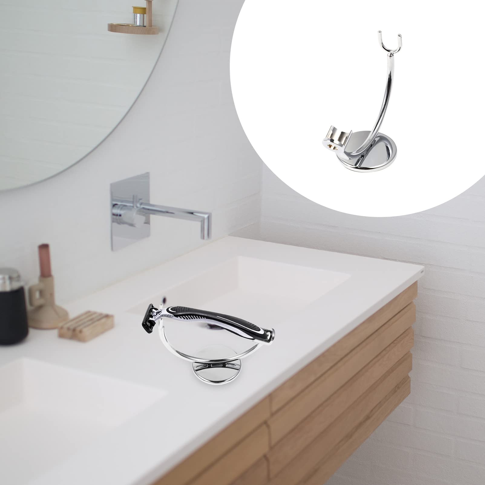 1pc Brush Holder Men Razor Organizer Razor Storage Stand Special Shape Razor Holder Practical Razor Stand Bathroom Razor Stand Stable Razor Supporter Beard Care Razor Holder