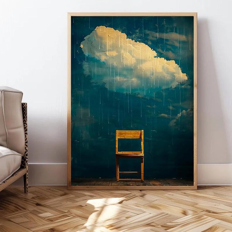 Paysage nuageux abstrait en affiche pour une salle de bain zen