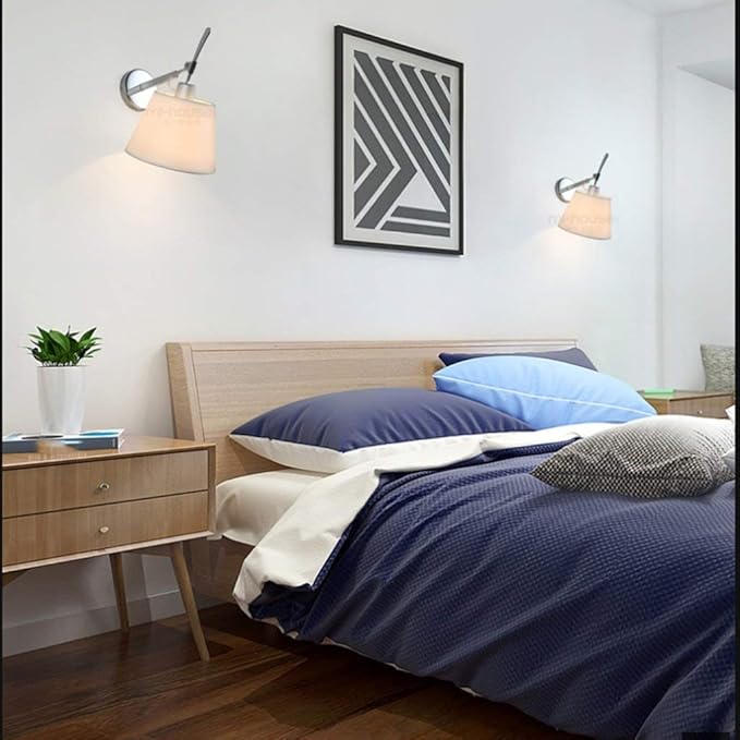 NZDY White Nordic Wall Lamp Modern Fabric Lamp Shade Adjustable Simple E27 Living Room Restaurant Study Bath Corridor Bedroom 36Cm*35Cm Wall Lamp photo 3