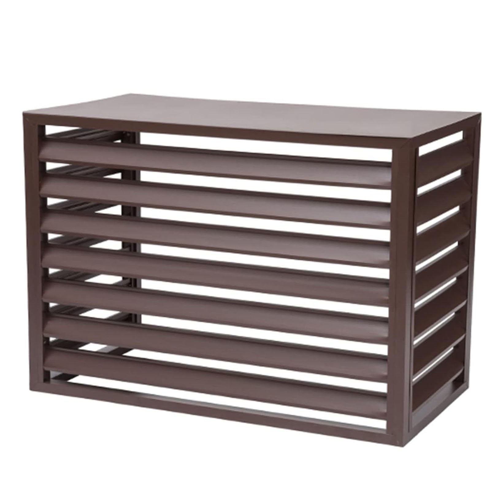 Slish Osłona klimatyzatora powietrza na zewnątrz ze stopu aluminium i stojak ekspozycyjny na rośliny, 4-stronna konstrukcja do ogrodu i balkonu, brązowy, 100 x 50 x 70 cm, ochraniacz jednostki AC