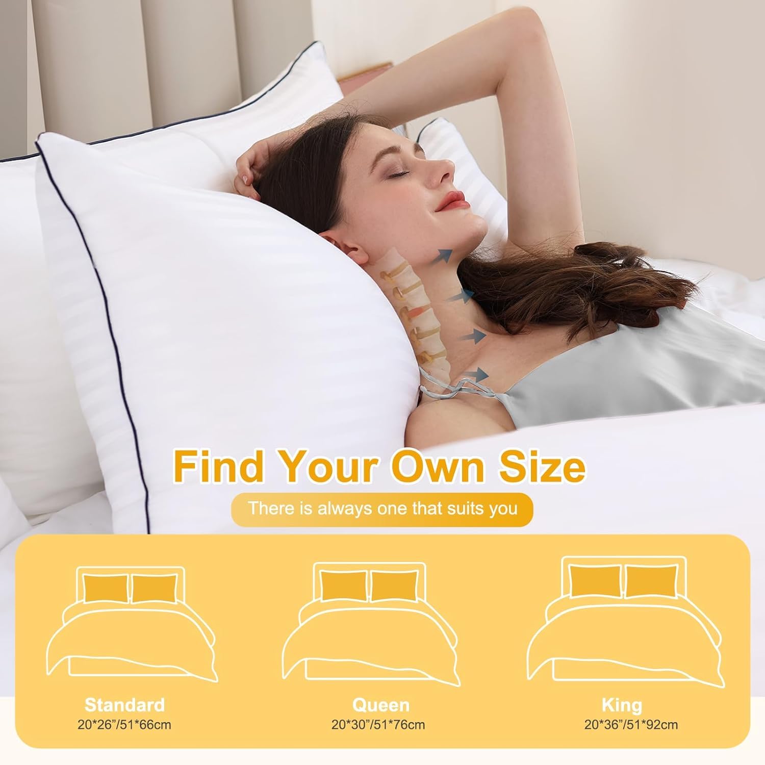 9villa Hotel Collection Fiber Pillows for Sleeping Soft, Cooling, Luxury Microfiiber Pillow for Neck Pain Relief Suitable, Stomach or Side Sleepers (Standard Size, 27x17 Inches) Set of 10 3